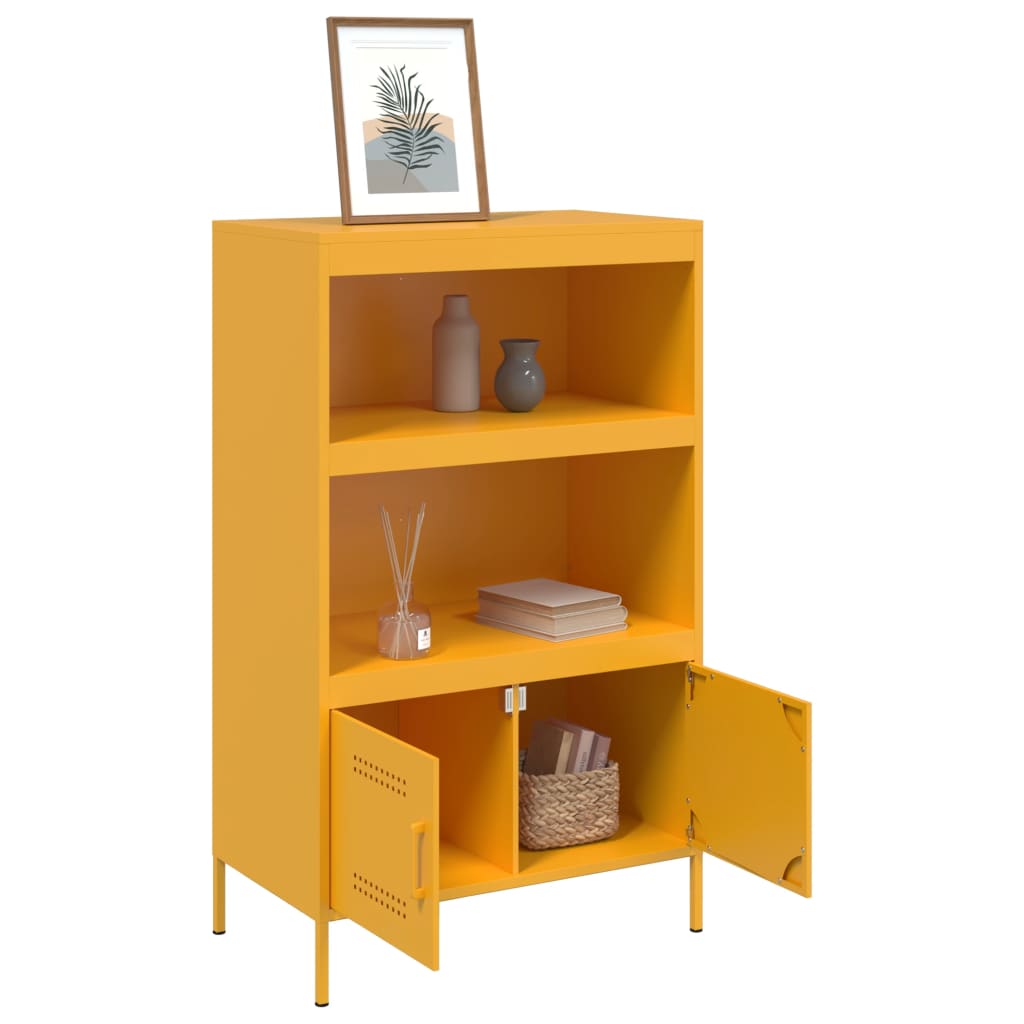 Buffet haut jaune moutarde 68x39x113 cm acier - XIOS