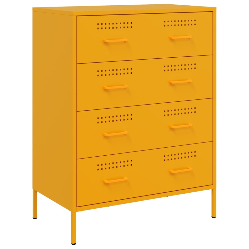 Buffet jaune moutarde 68x39x89 cm acier - XIOS