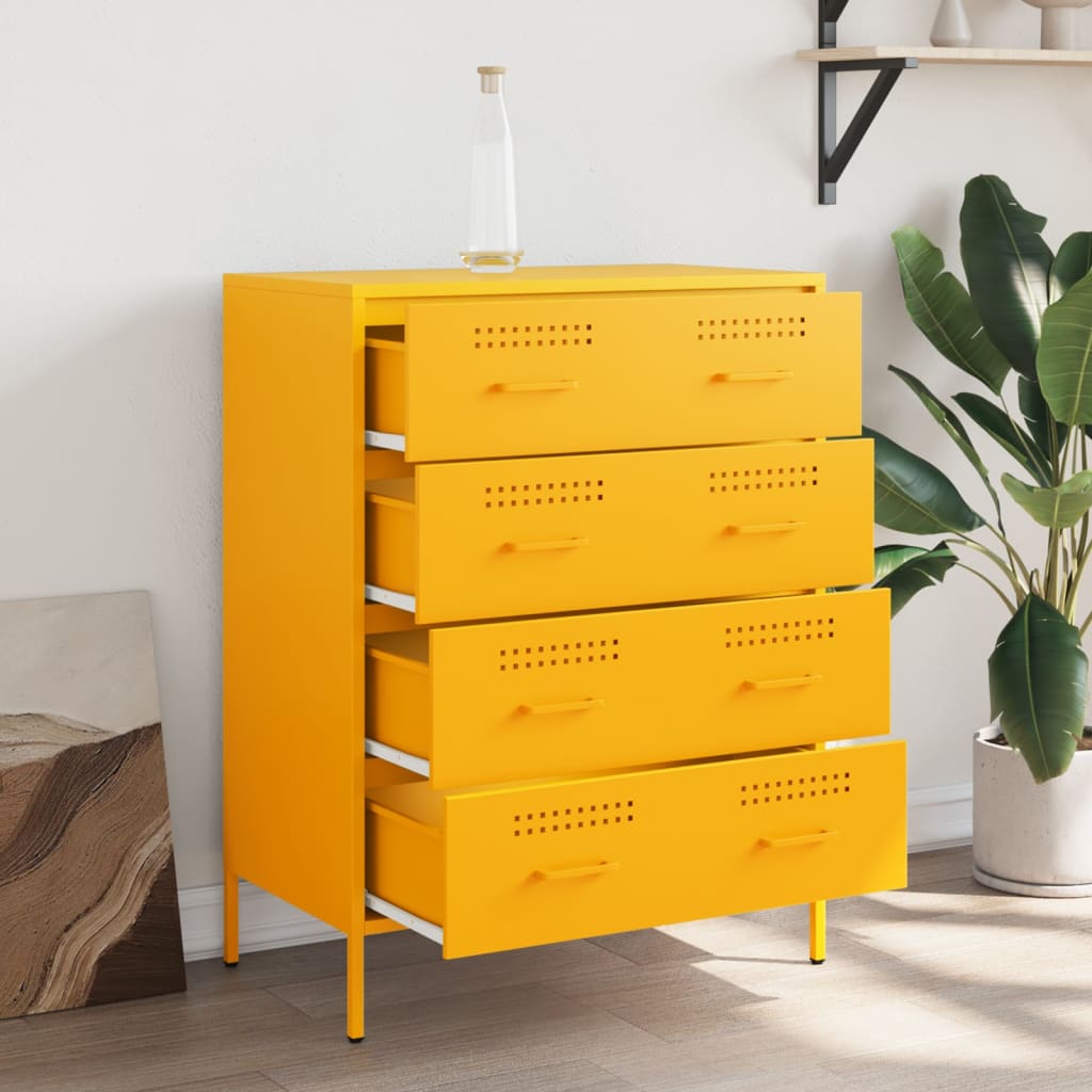 Buffet jaune moutarde 68x39x89 cm acier - XIOS