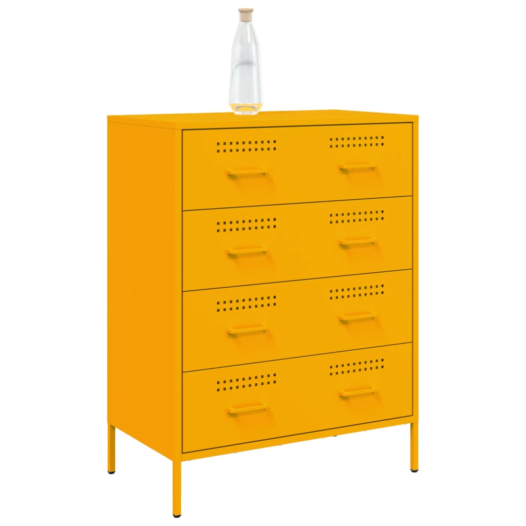 Buffet jaune moutarde 68x39x89 cm acier - XIOS