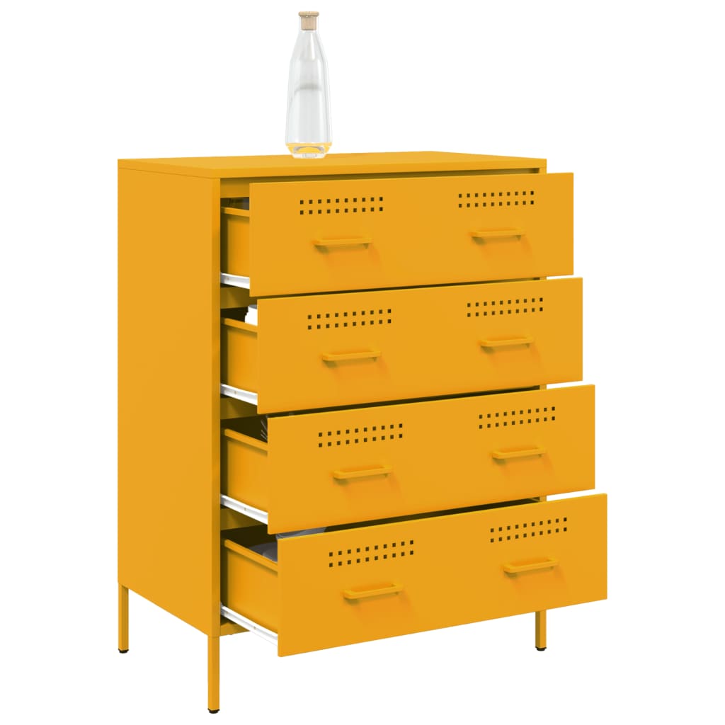 Buffet jaune moutarde 68x39x89 cm acier - XIOS
