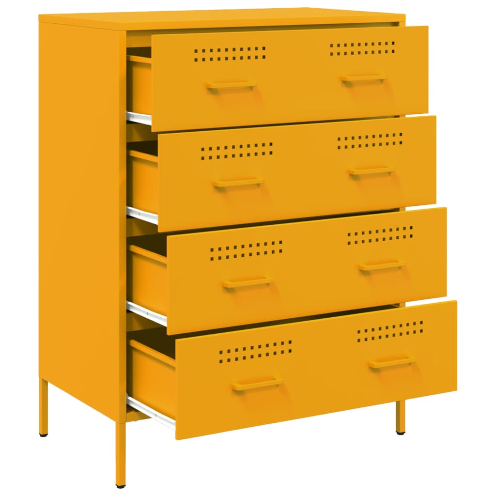 Buffet jaune moutarde 68x39x89 cm acier - XIOS