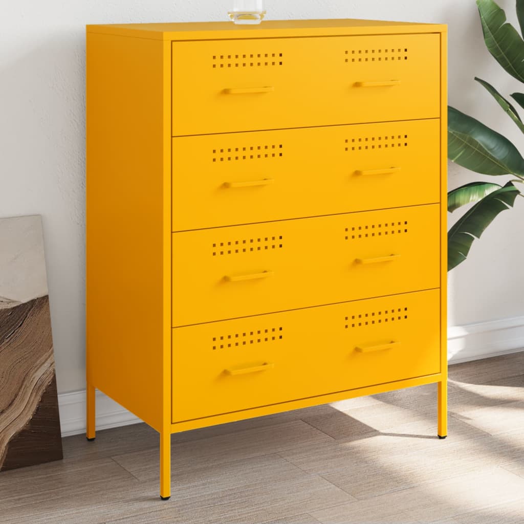 Buffet jaune moutarde 68x39x89 cm acier - XIOS