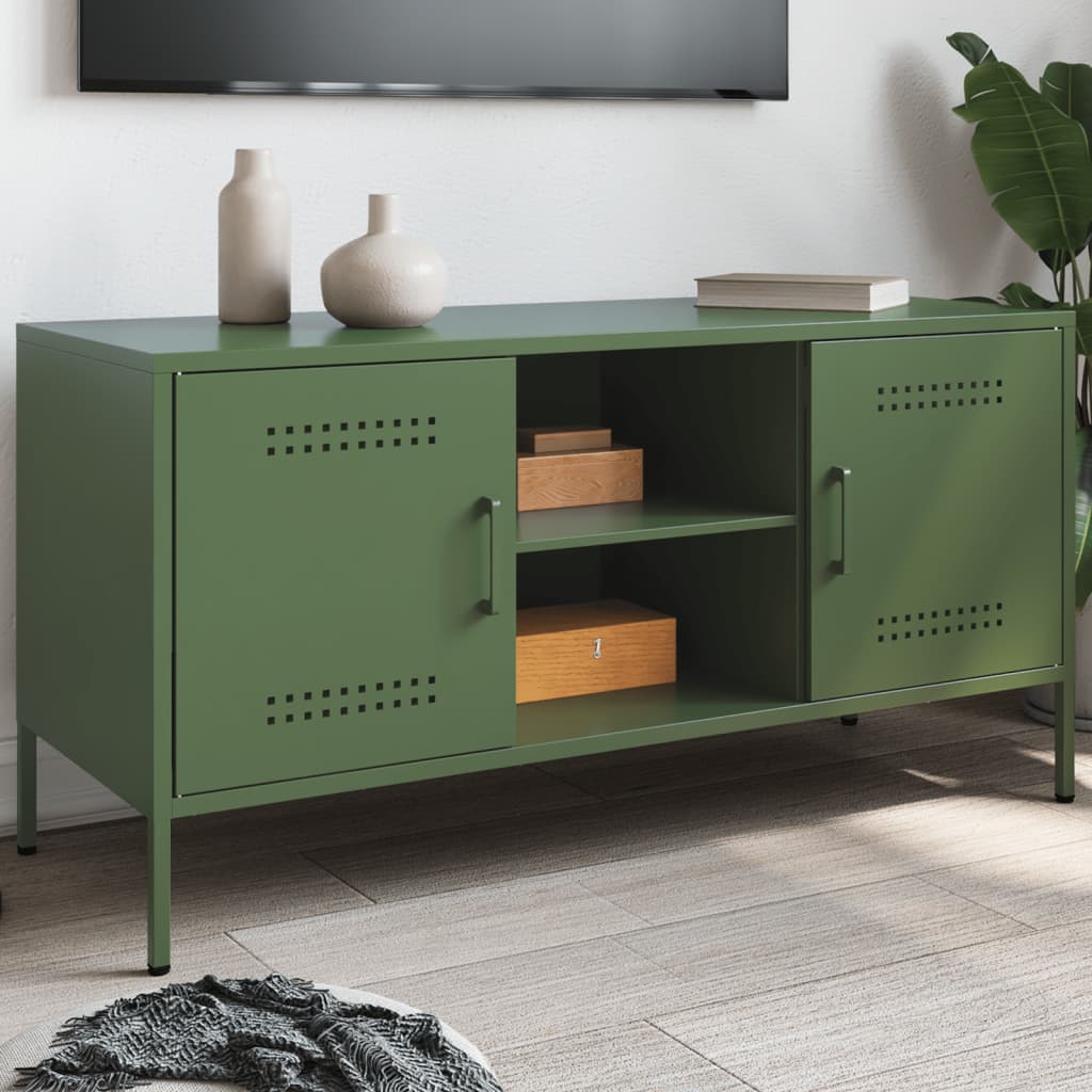 Meuble TV vert olive 100,5x39x50,5 cm acier - XIOS