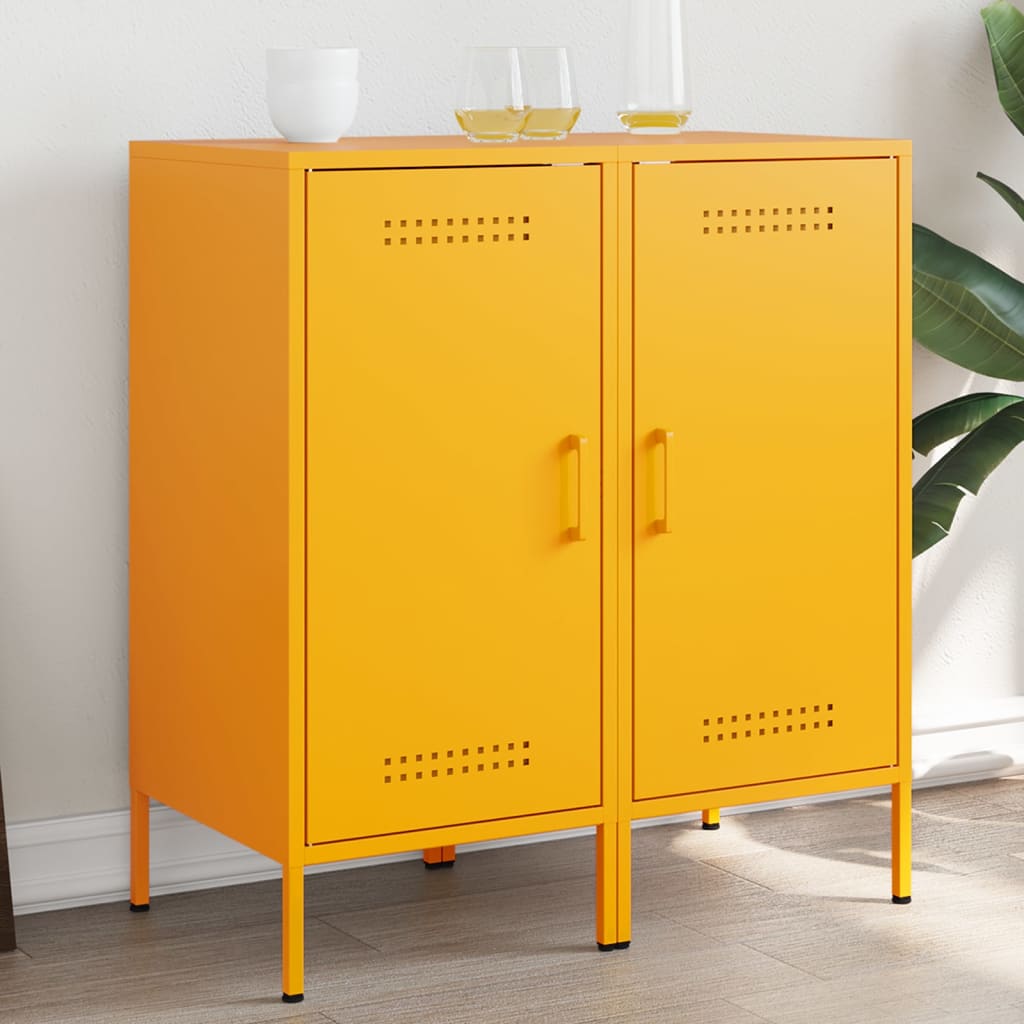 Buffets 2 pcs jaune moutarde 36x39x79 cm acier - XIOS