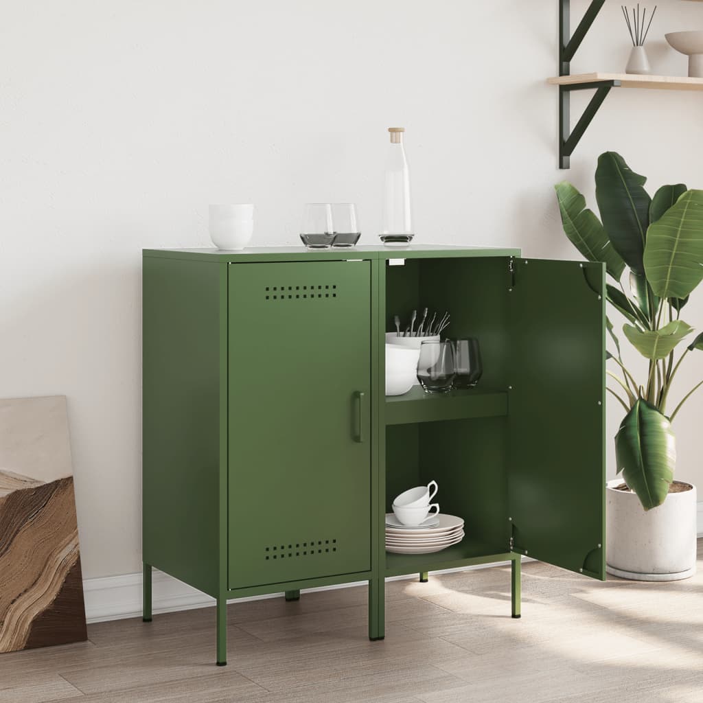 Buffets 2 pcs vert olive 36x39x79 cm acier - XIOS