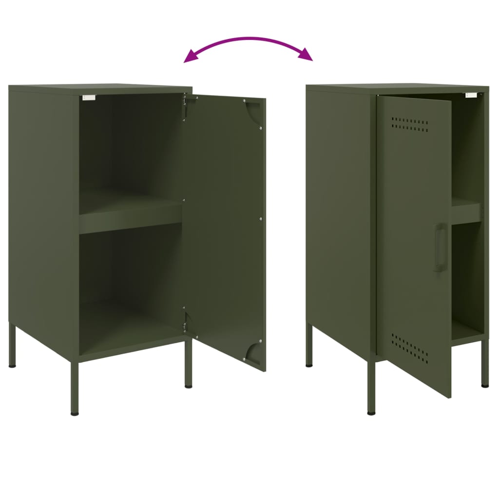 Buffets 2 pcs vert olive 36x39x79 cm acier - XIOS