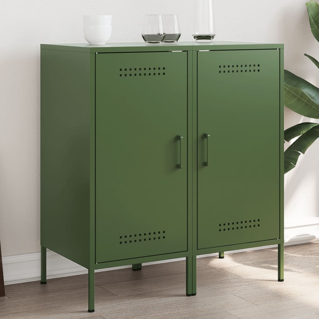 Buffets 2 pcs vert olive 36x39x79 cm acier - XIOS