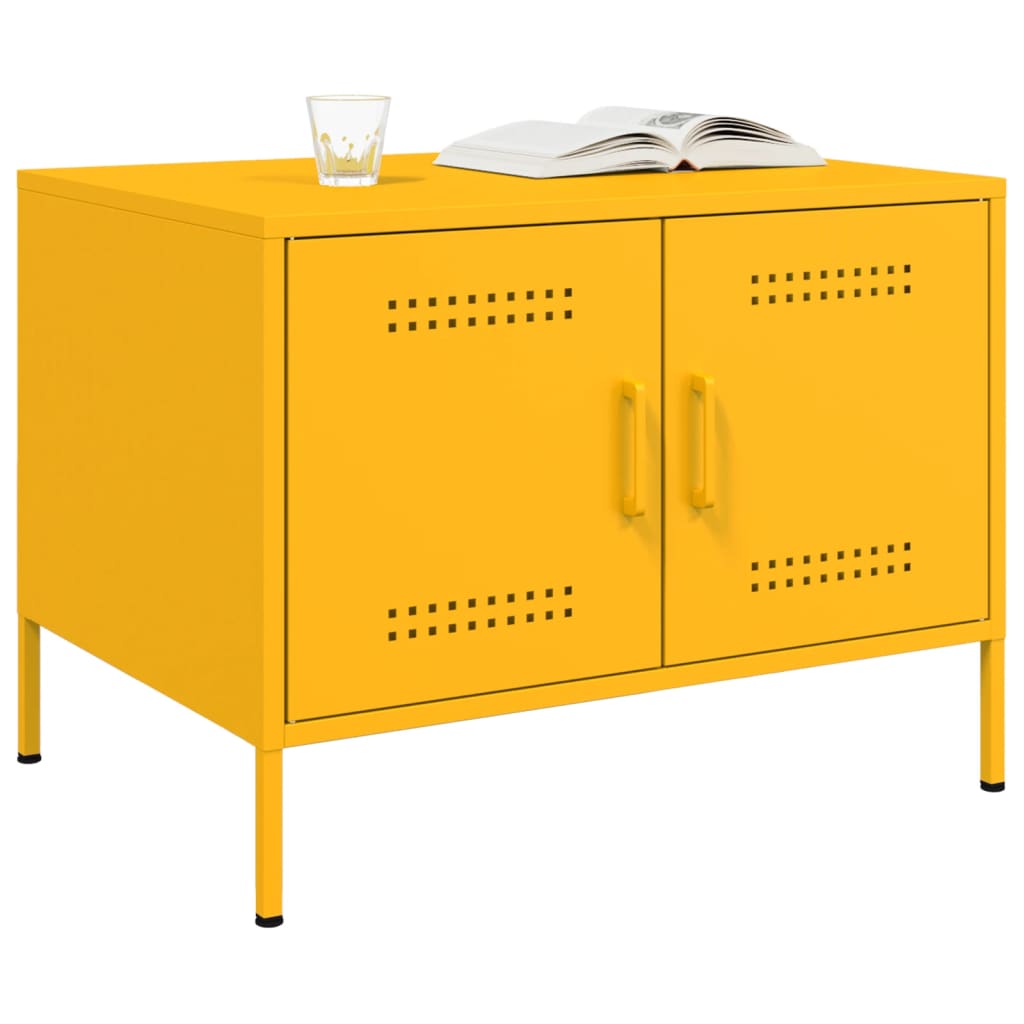 Table basse jaune moutarde 68x50x50,5 cm acier - XIOS