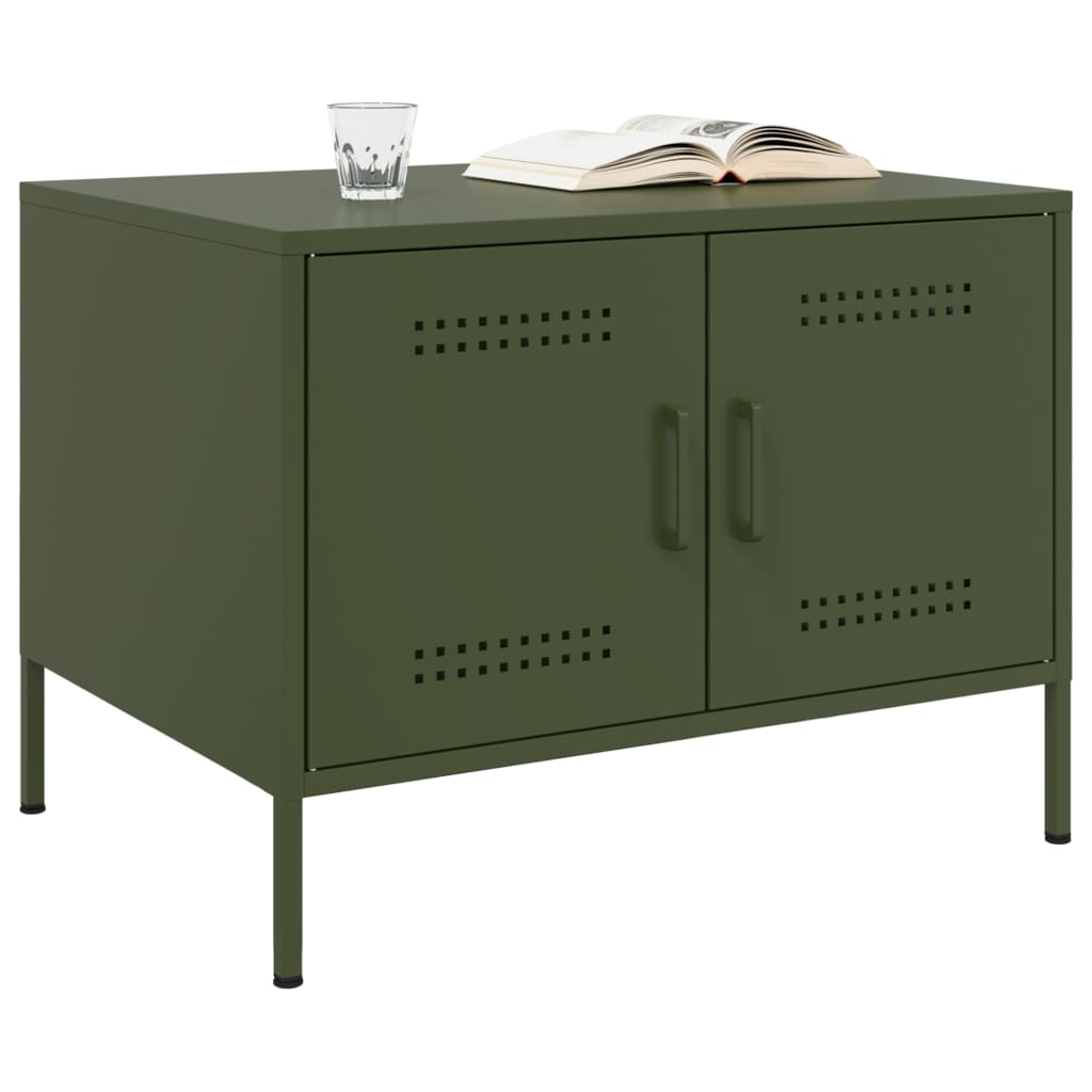 Table basse vert olive 68x50x50,5 cm acier - XIOS