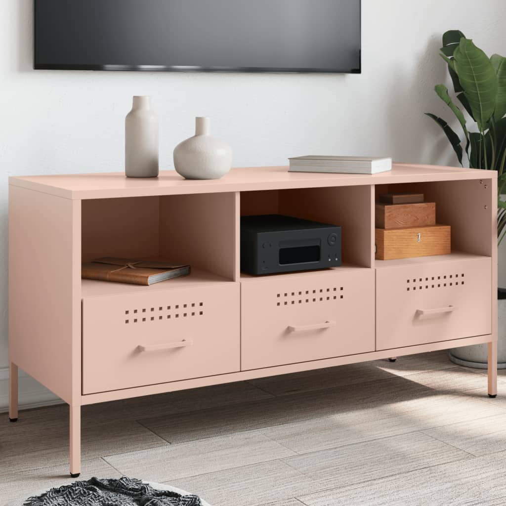 Meuble TV rose 100,5x39x50,5 cm acier - XIOS