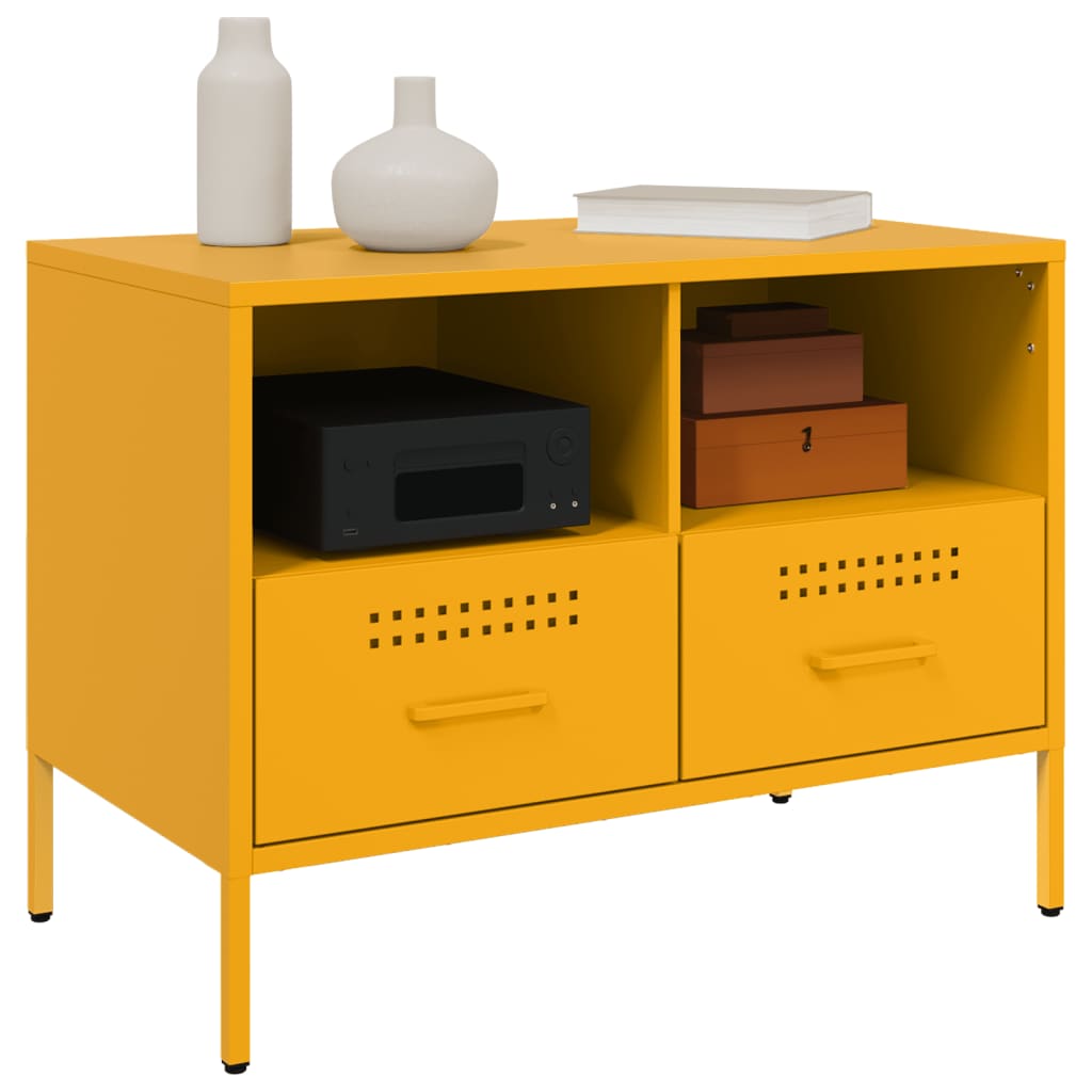 Meubles TV 2 pcs jaune moutarde 68x39x50,5 cm acier - XIOS