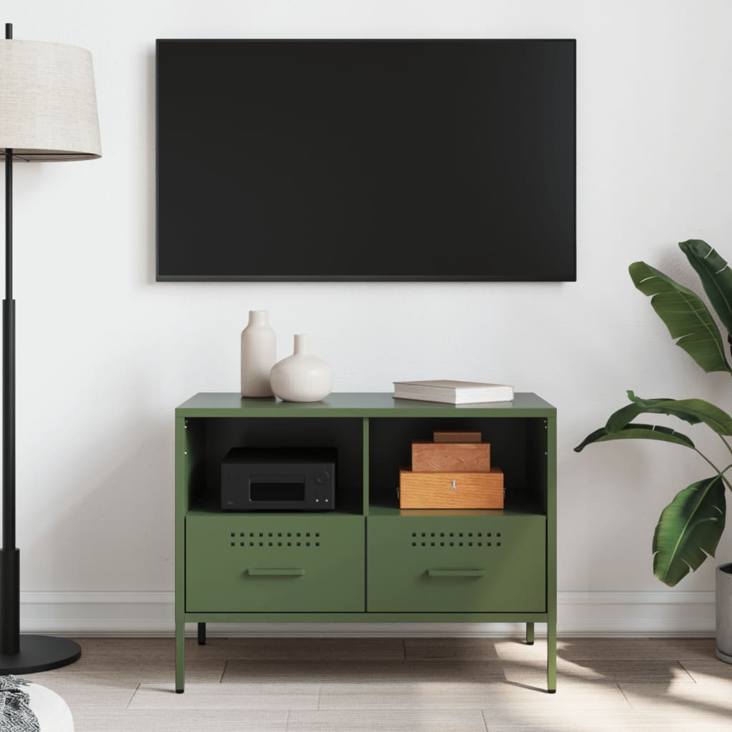 Meuble TV vert olive 68x39x50,5 cm acier - XIOS