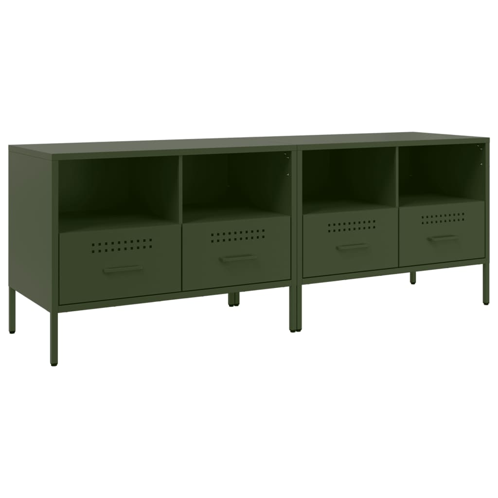 Meubles TV 2 pcs vert olive 68x39x50,5 cm acier - XIOS