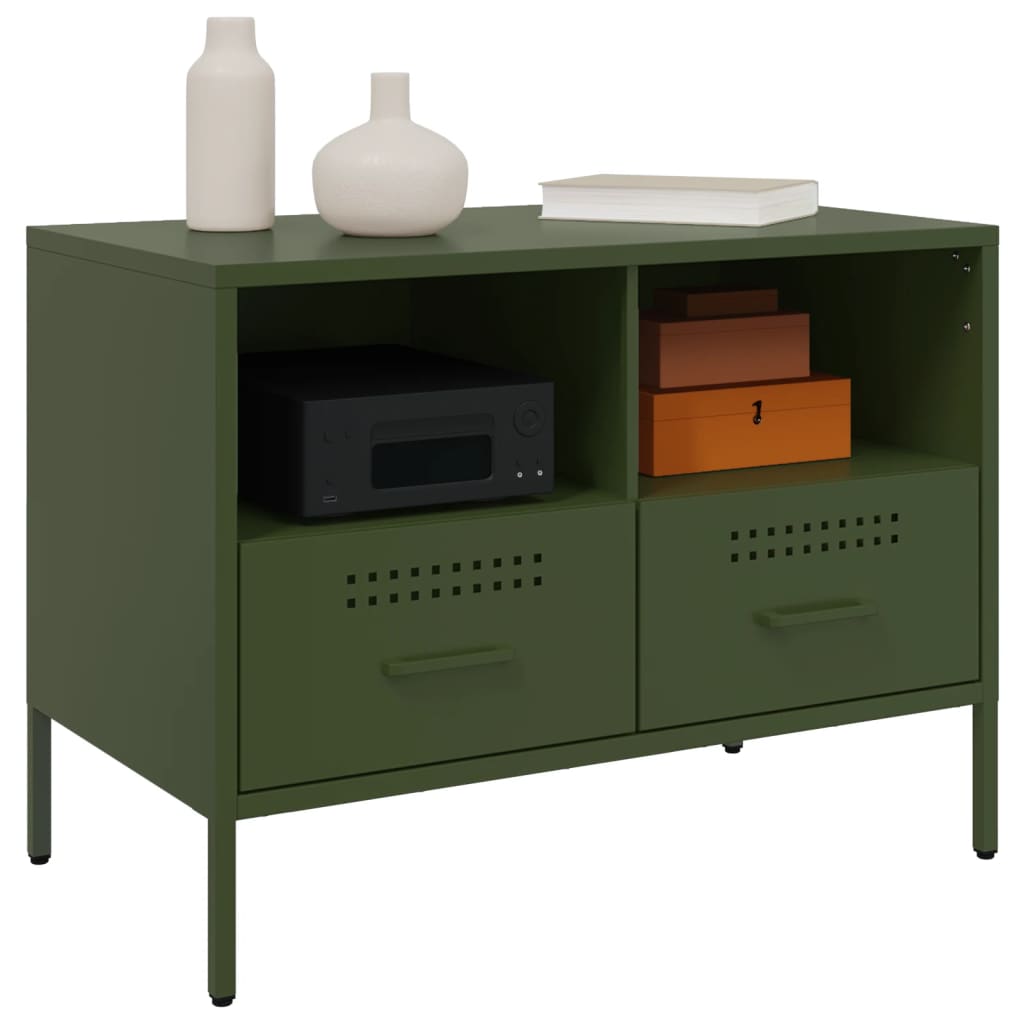 Meubles TV 2 pcs vert olive 68x39x50,5 cm acier - XIOS