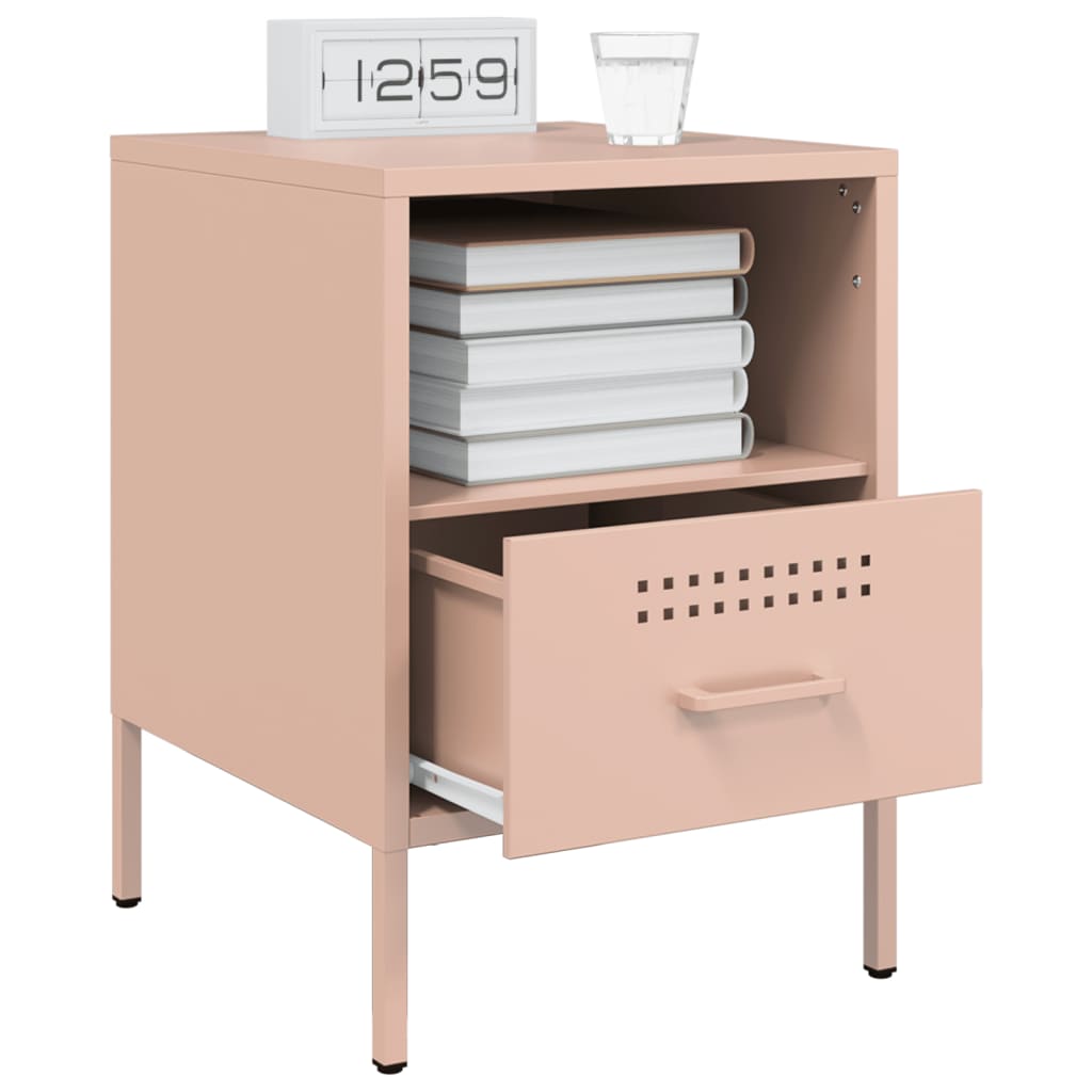 Tables de chevet 2 pcs rose 36x39x50,5 cm acier - XIOS