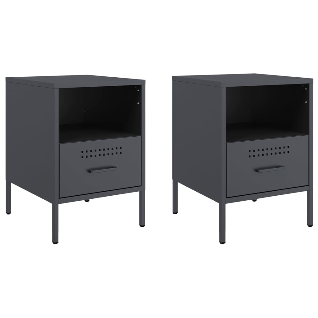 Tables de chevet 2 pcs anthracite 36x39x50,5 cm acier - XIOS