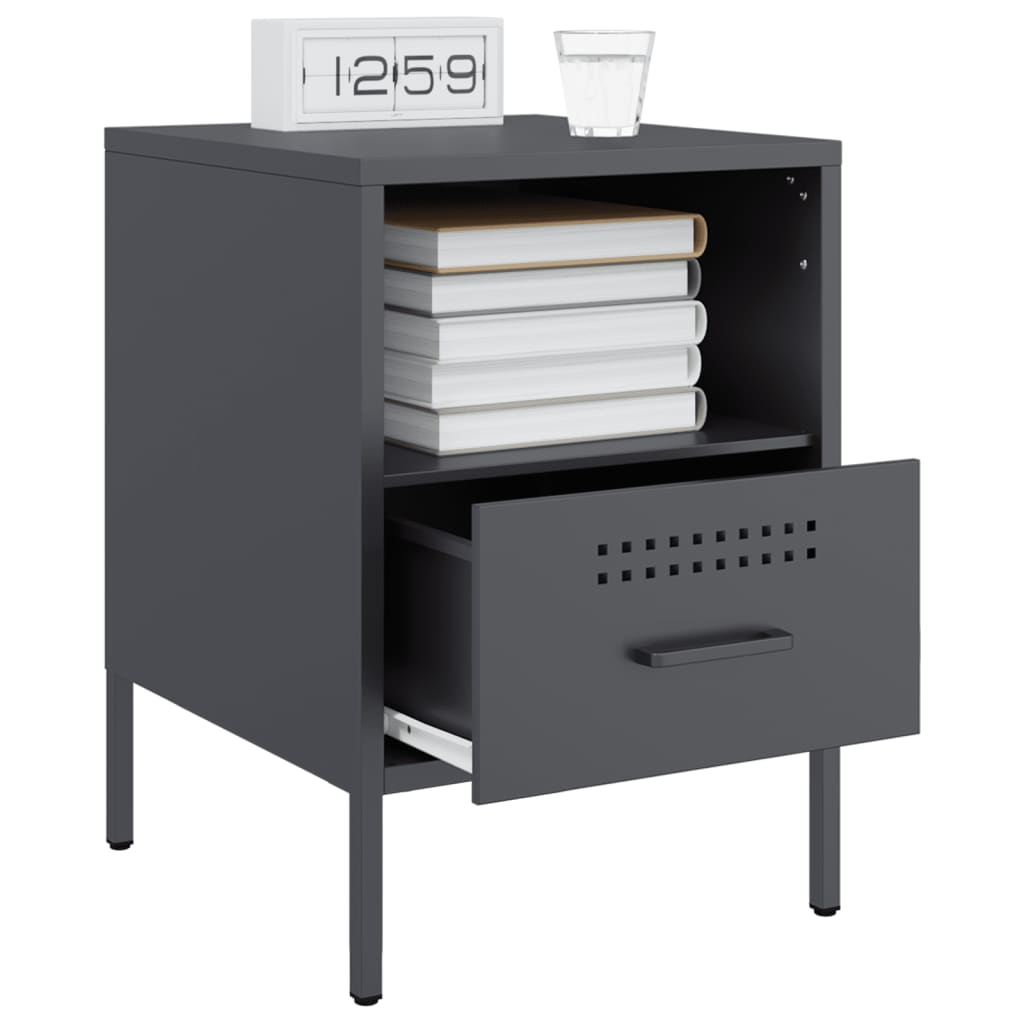 Tables de chevet 2 pcs anthracite 36x39x50,5 cm acier - XIOS