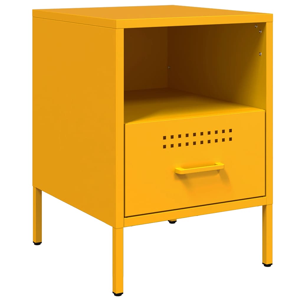 Tables de chevet 2 pcs jaune moutarde 36x39x50,5 cm acier