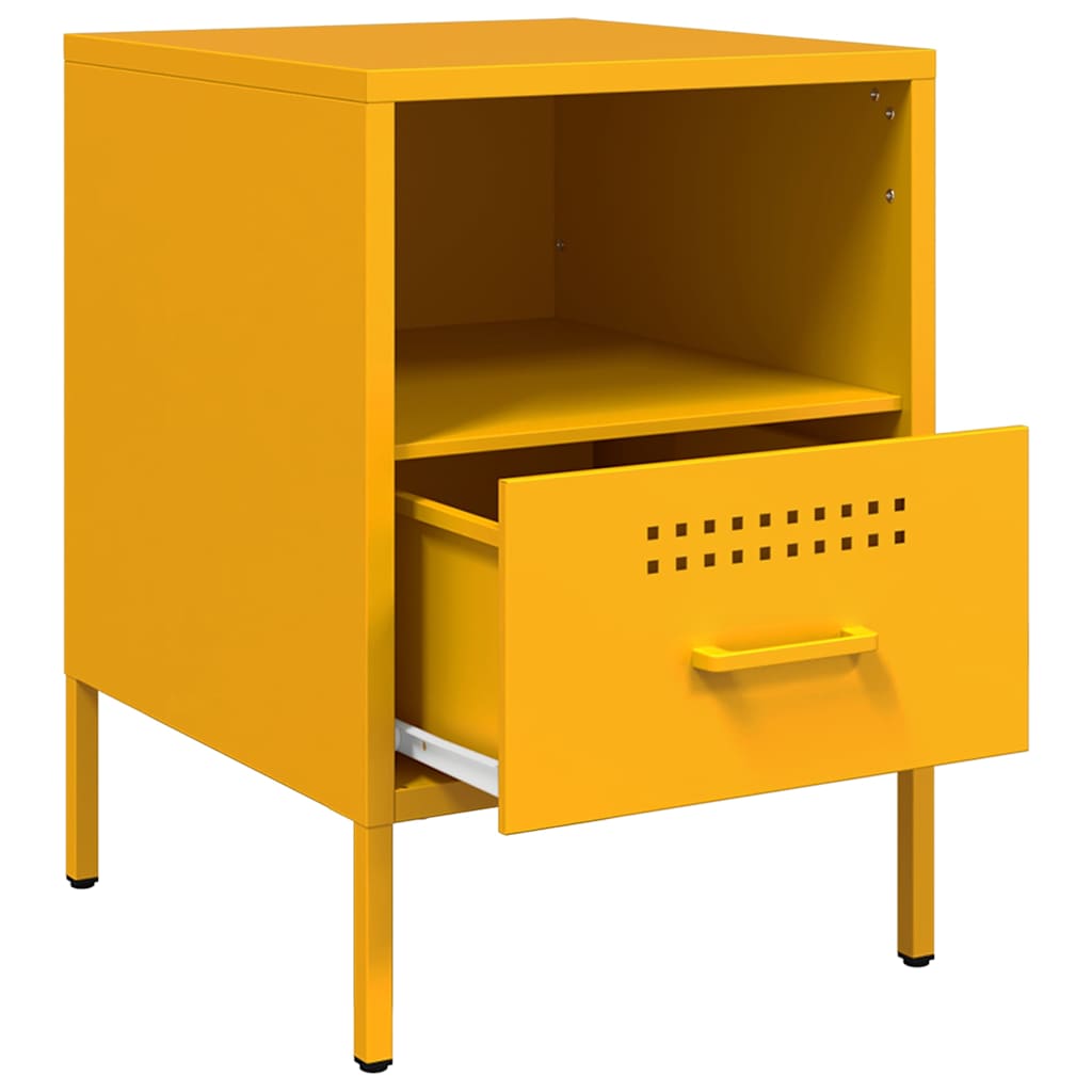 Tables de chevet 2 pcs jaune moutarde 36x39x50,5 cm acier