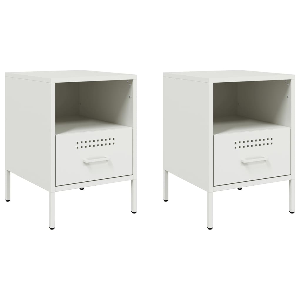 Tables de chevet 2 pcs blanc 36x39x50,5 cm acier - XIOS