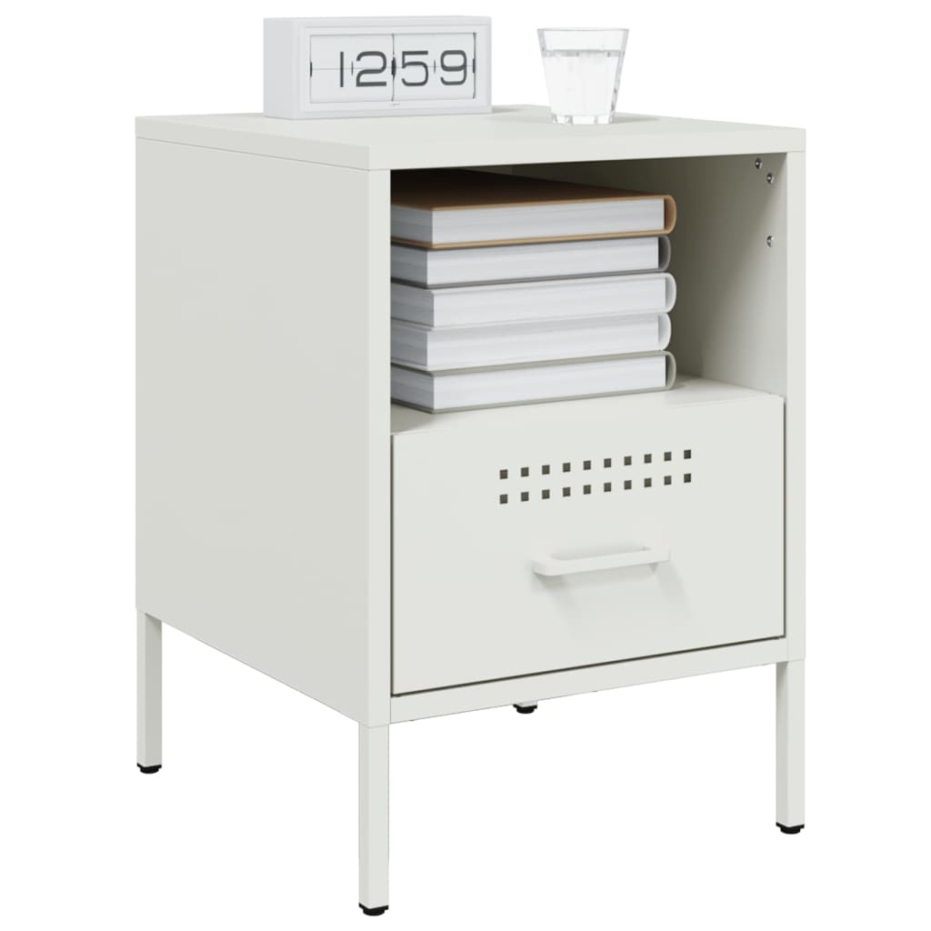 Tables de chevet 2 pcs blanc 36x39x50,5 cm acier - XIOS
