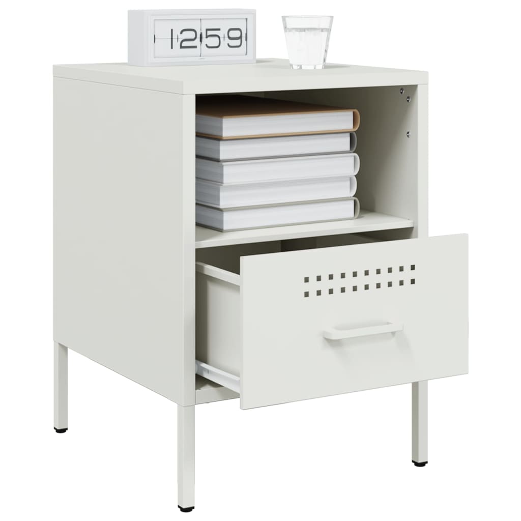Tables de chevet 2 pcs blanc 36x39x50,5 cm acier - XIOS