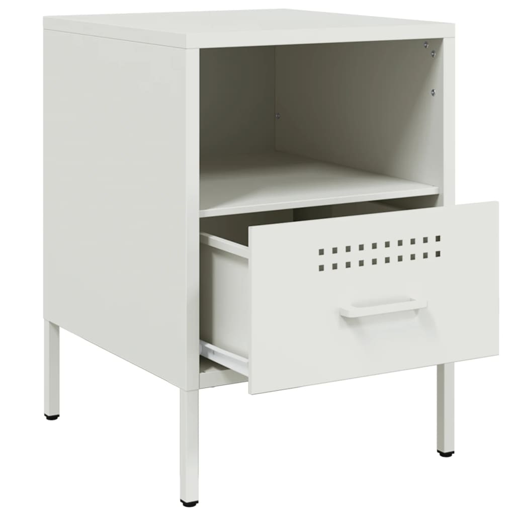 Tables de chevet 2 pcs blanc 36x39x50,5 cm acier - XIOS