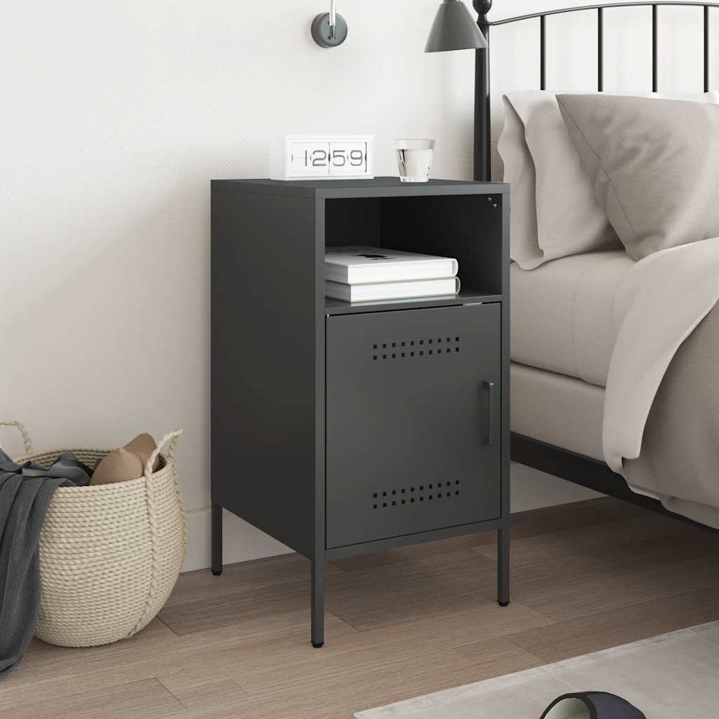 Table de chevet noir 36x39x68 cm acier - XIOS