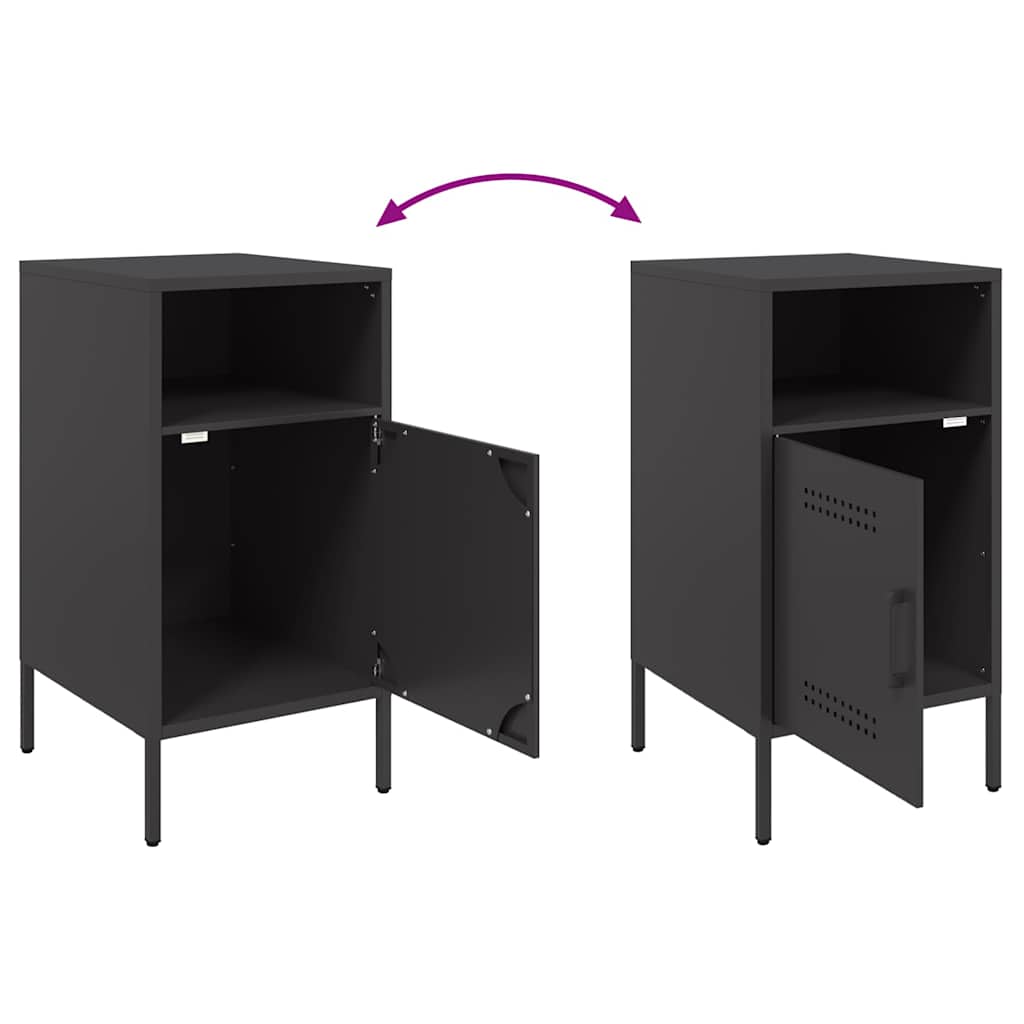 Table de chevet noir 36x39x68 cm acier - XIOS