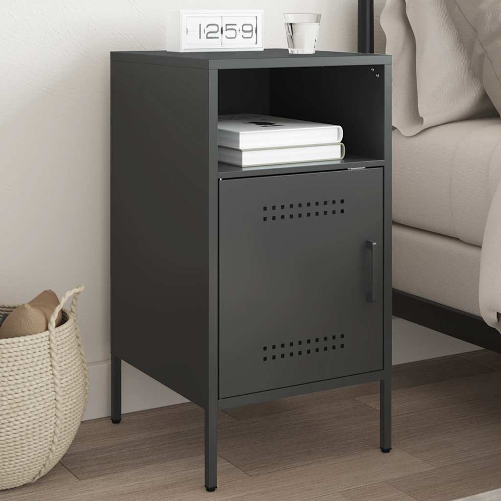 Table de chevet noir 36x39x68 cm acier - XIOS