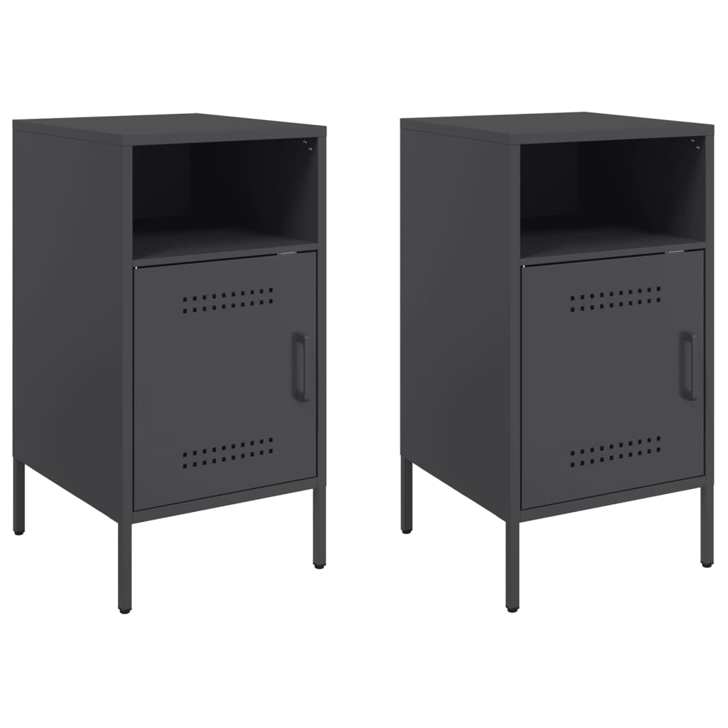 Tables de chevet 2 pcs noir 36x39x68 cm acier - XIOS