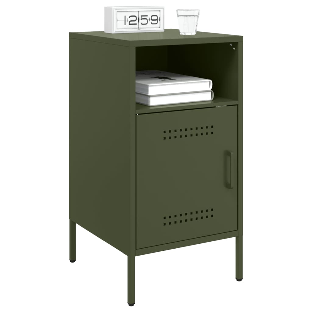 Tables de chevet 2 pcs vert olive 36x39x68 cm acier - XIOS