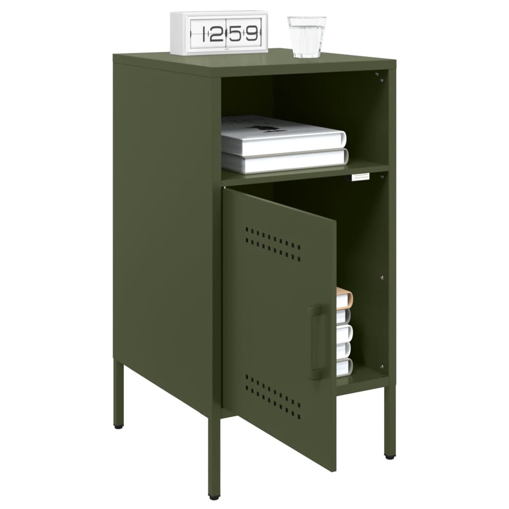 Tables de chevet 2 pcs vert olive 36x39x68 cm acier - XIOS
