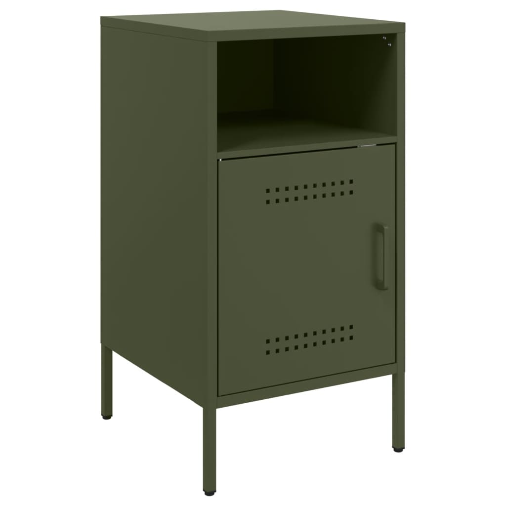 Tables de chevet 2 pcs vert olive 36x39x68 cm acier - XIOS