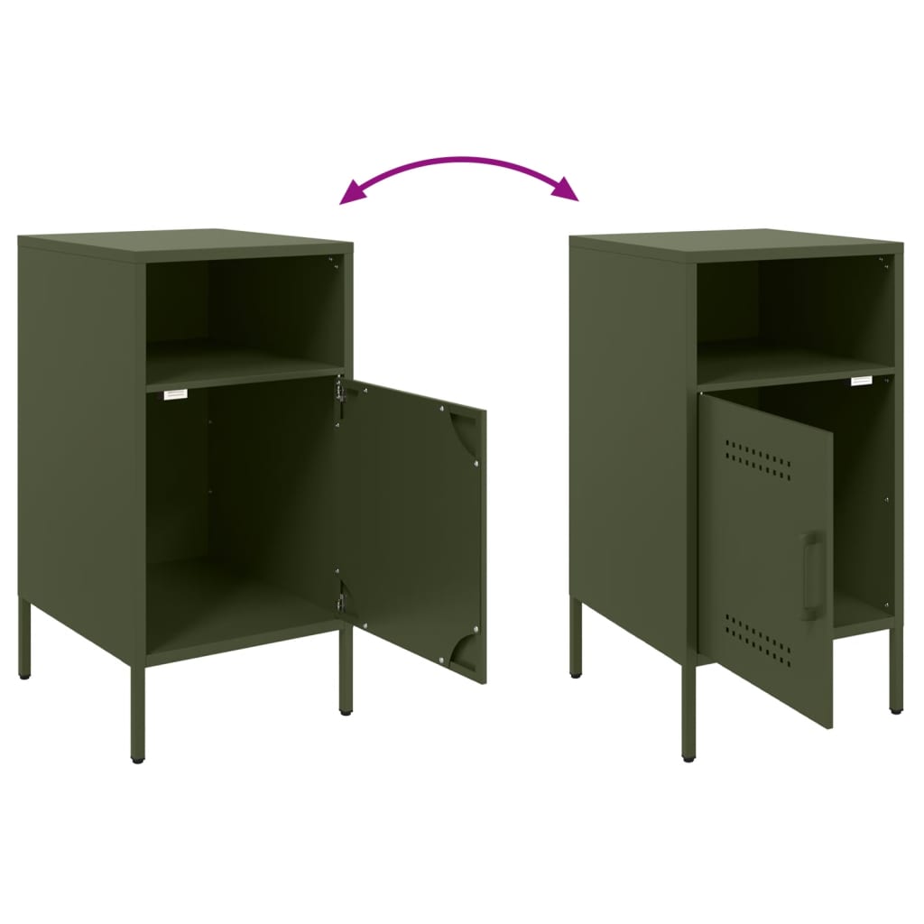 Tables de chevet 2 pcs vert olive 36x39x68 cm acier - XIOS