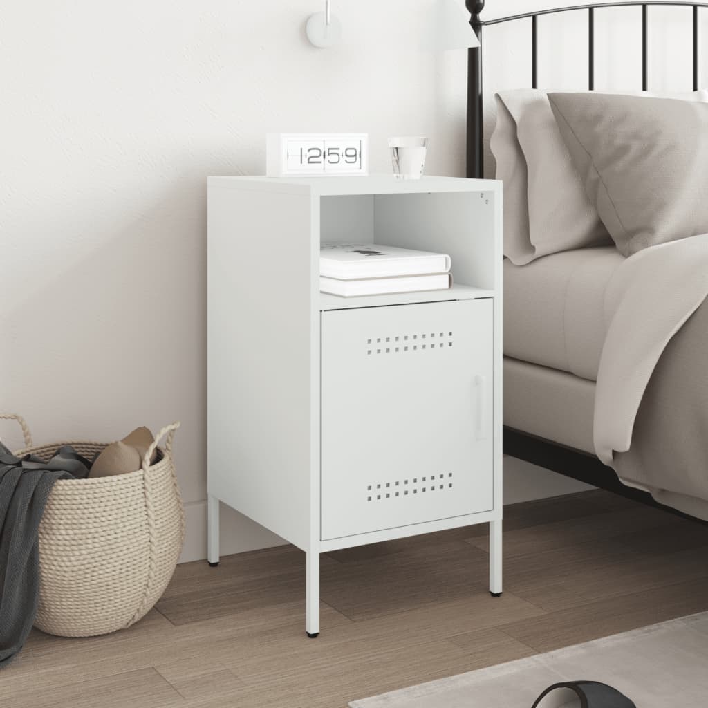 Table de chevet blanc 36x39x68 cm acier - XIOS