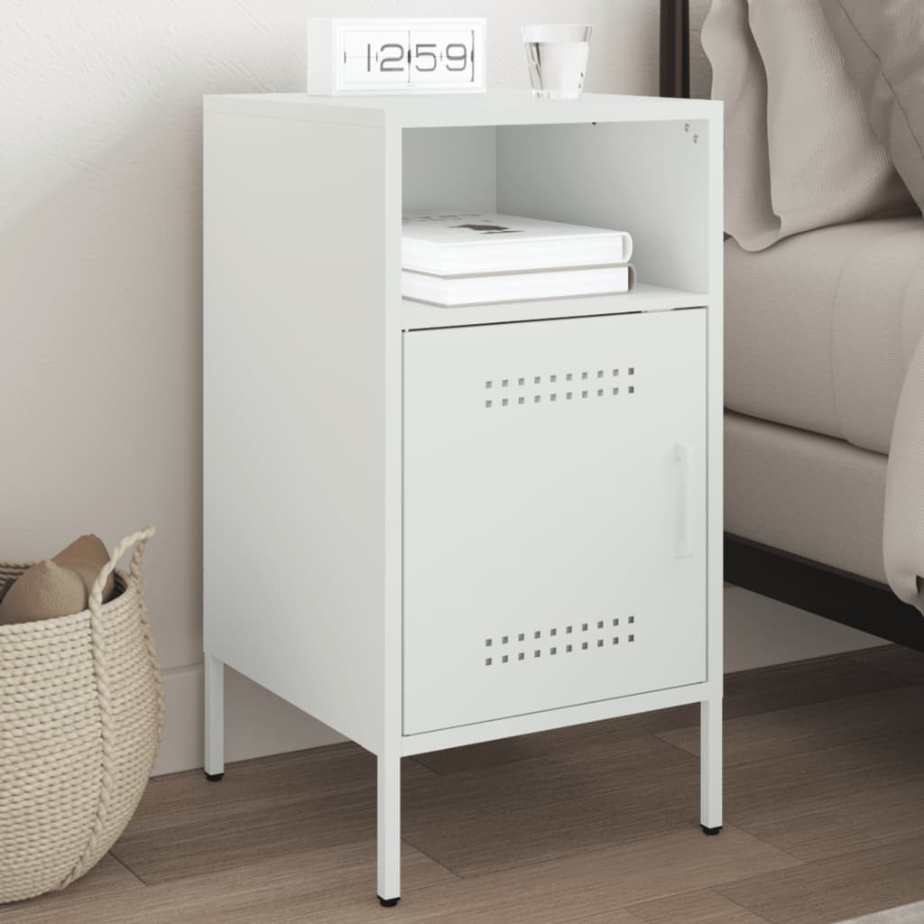 Table de chevet blanc 36x39x68 cm acier - XIOS