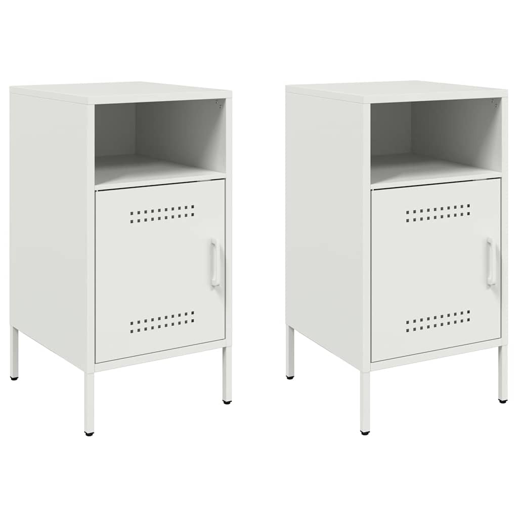 Tables de chevet 2 pcs blanc 36x39x68 cm acier - XIOS