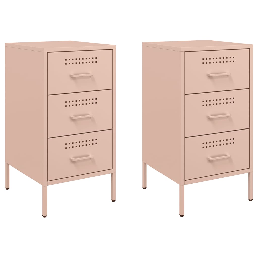 Tables de chevet 2 pcs rose 36x39x68 cm acier - XIOS
