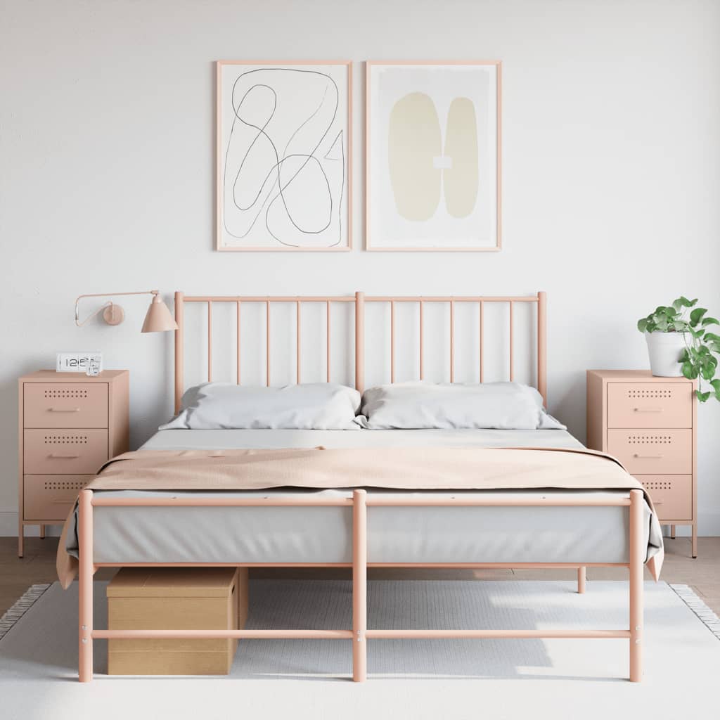 Tables de chevet 2 pcs rose 36x39x68 cm acier - XIOS