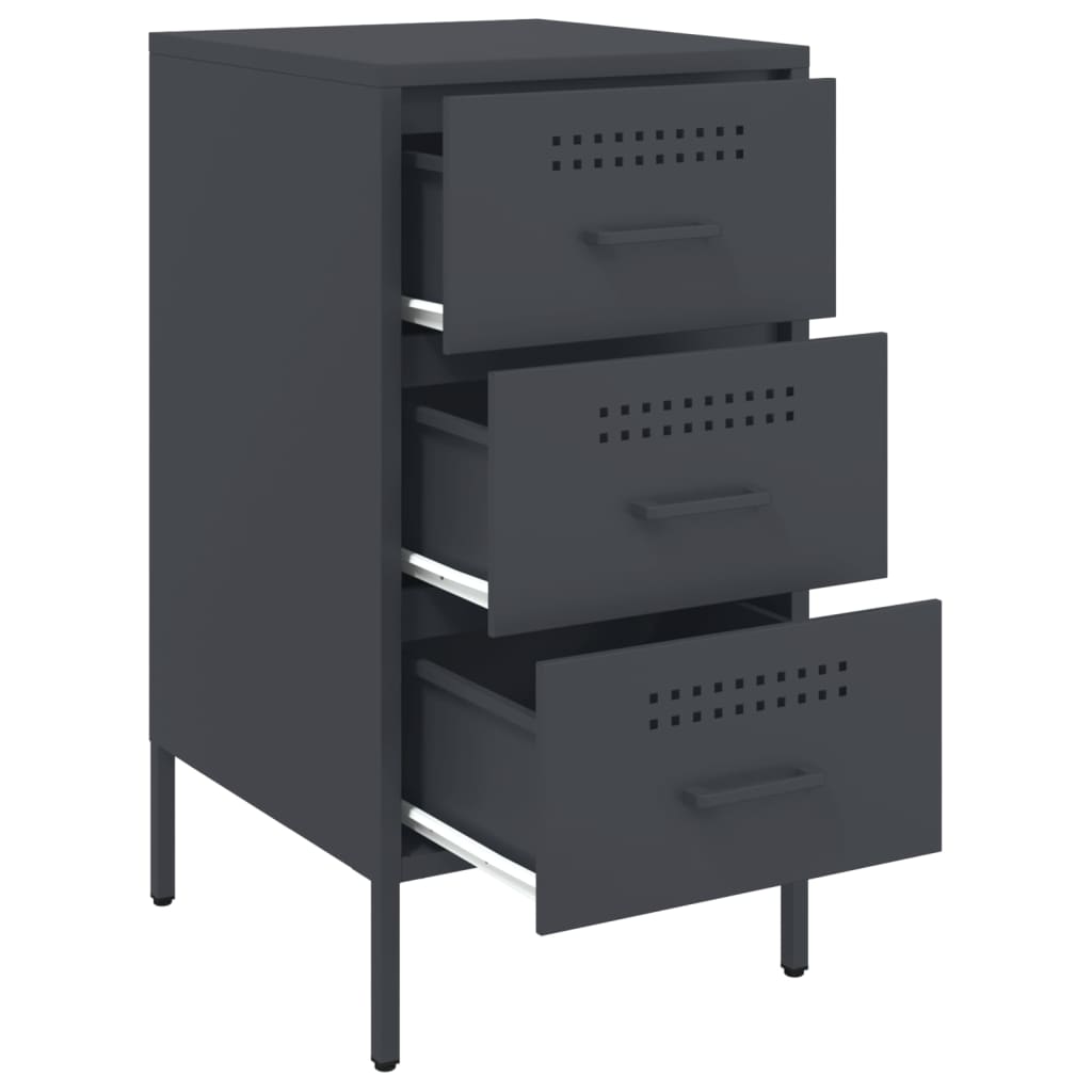 Table de chevet 2 pcs anthracite 36x39x68 cm acier - XIOS