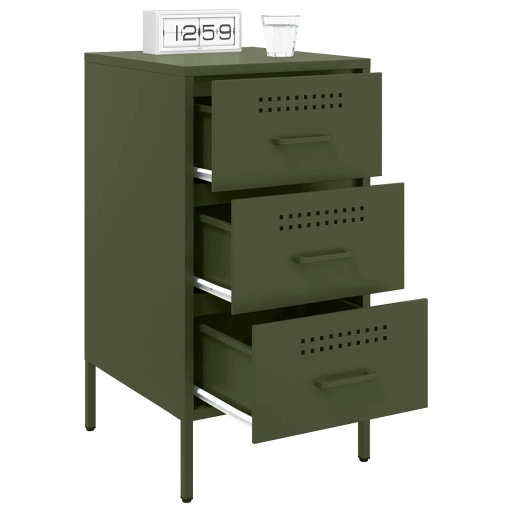 Tables de chevet 2 pcs vert olive 36x39x68 cm acier - XIOS