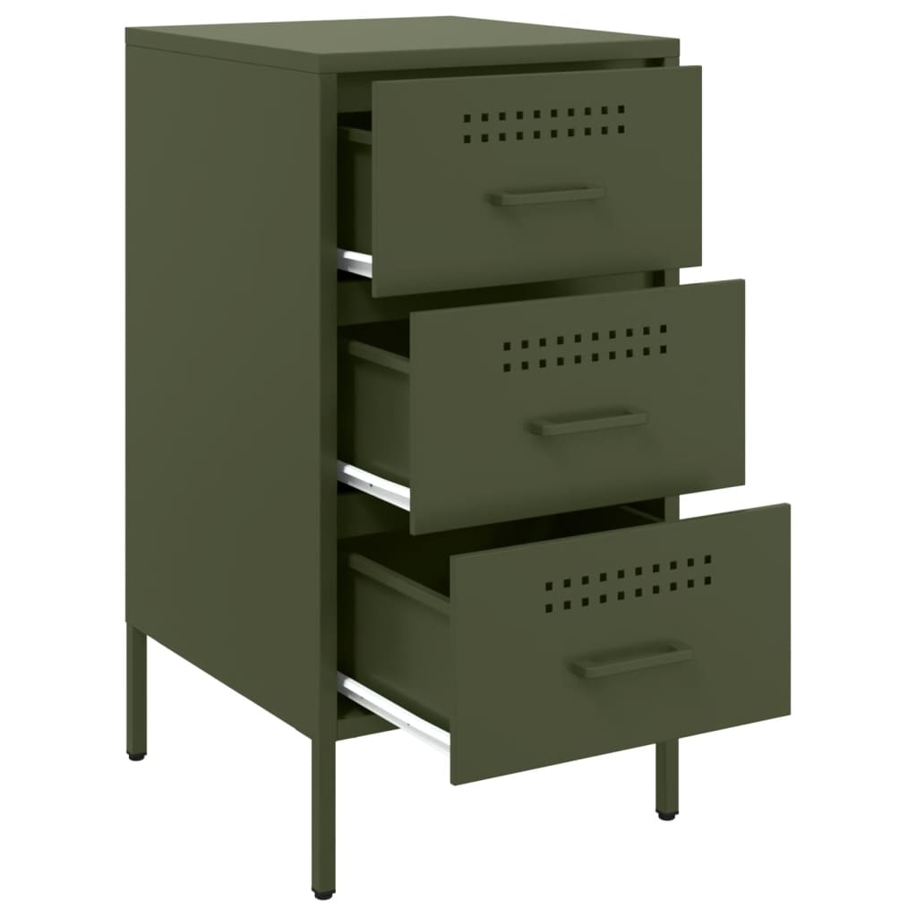 Tables de chevet 2 pcs vert olive 36x39x68 cm acier - XIOS