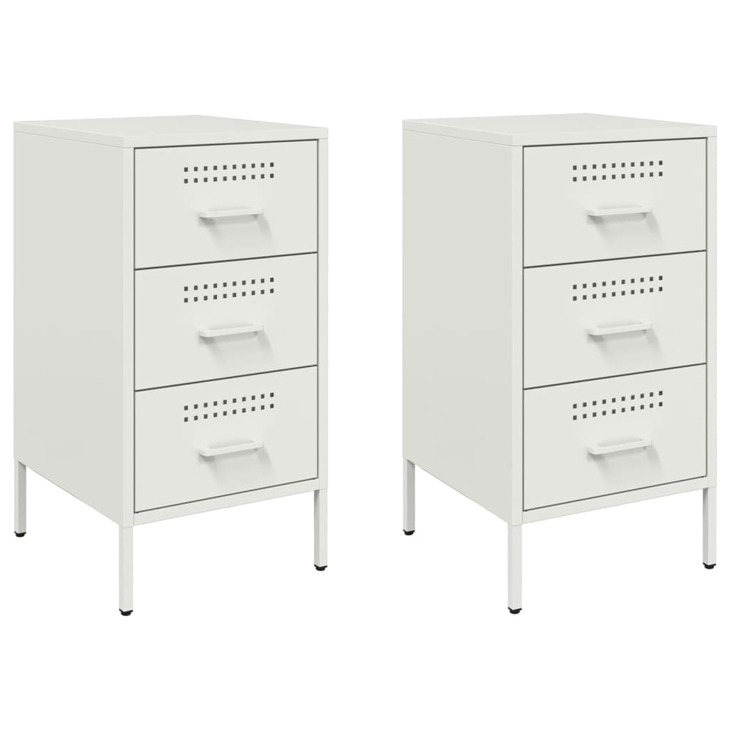 Tables de chevet 2 pcs blanc 36x39x68 cm acier