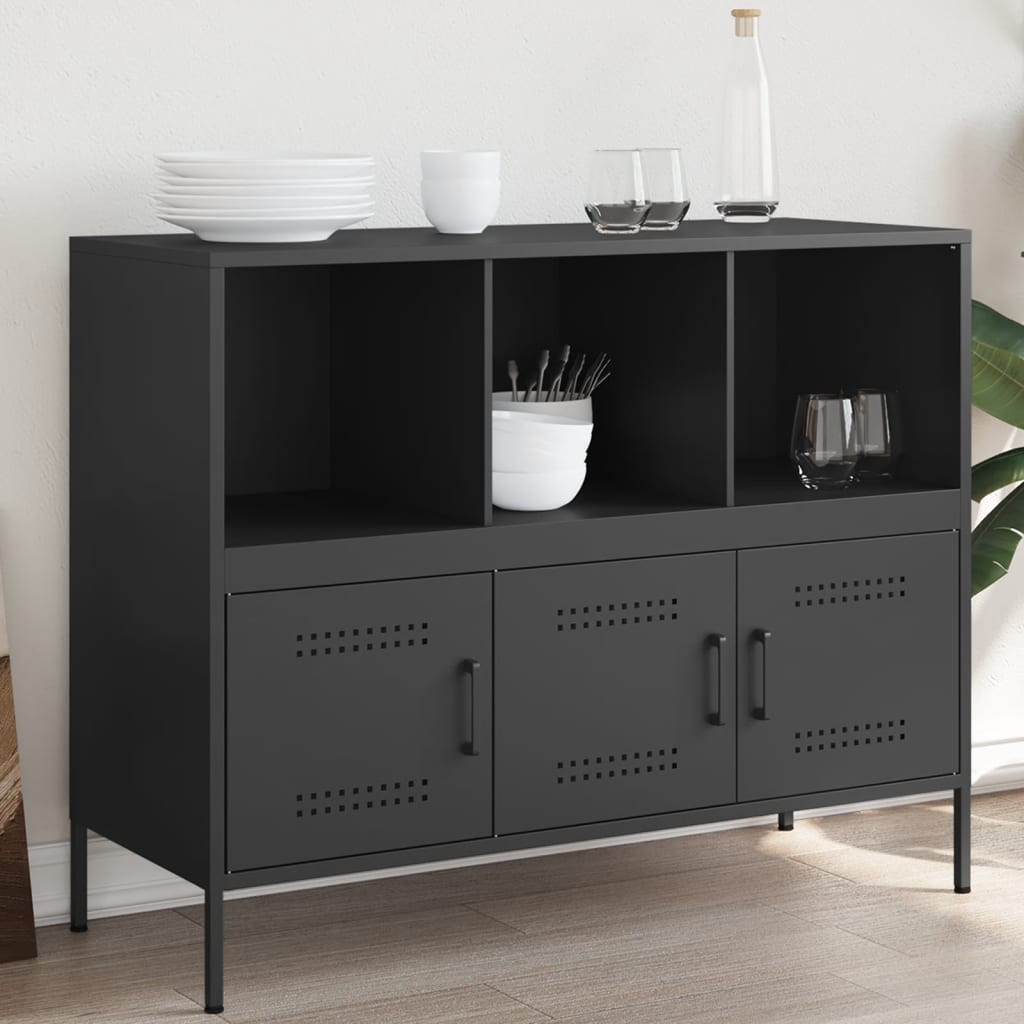 Buffet noir 100,5x39x79 cm acier - XIOS