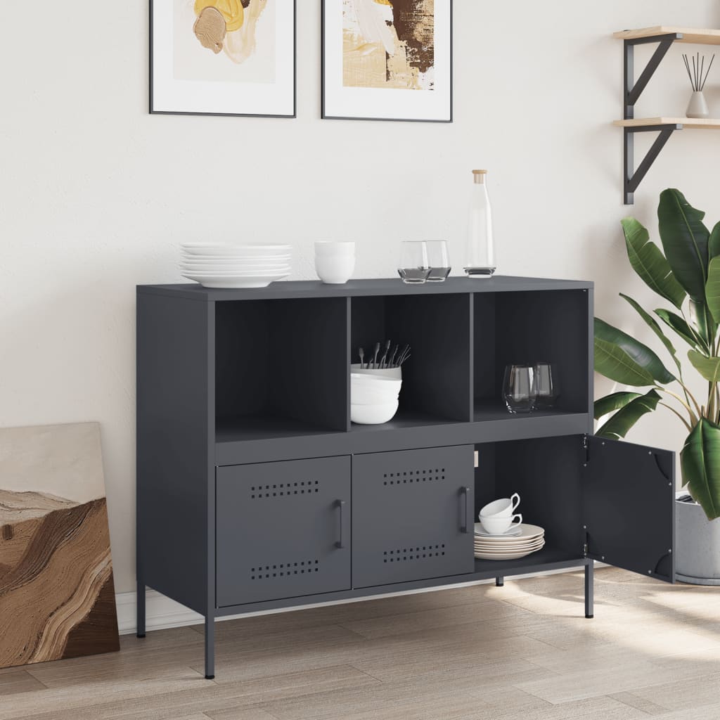 Buffet anthracite 100,5x39x79 cm acier - XIOS