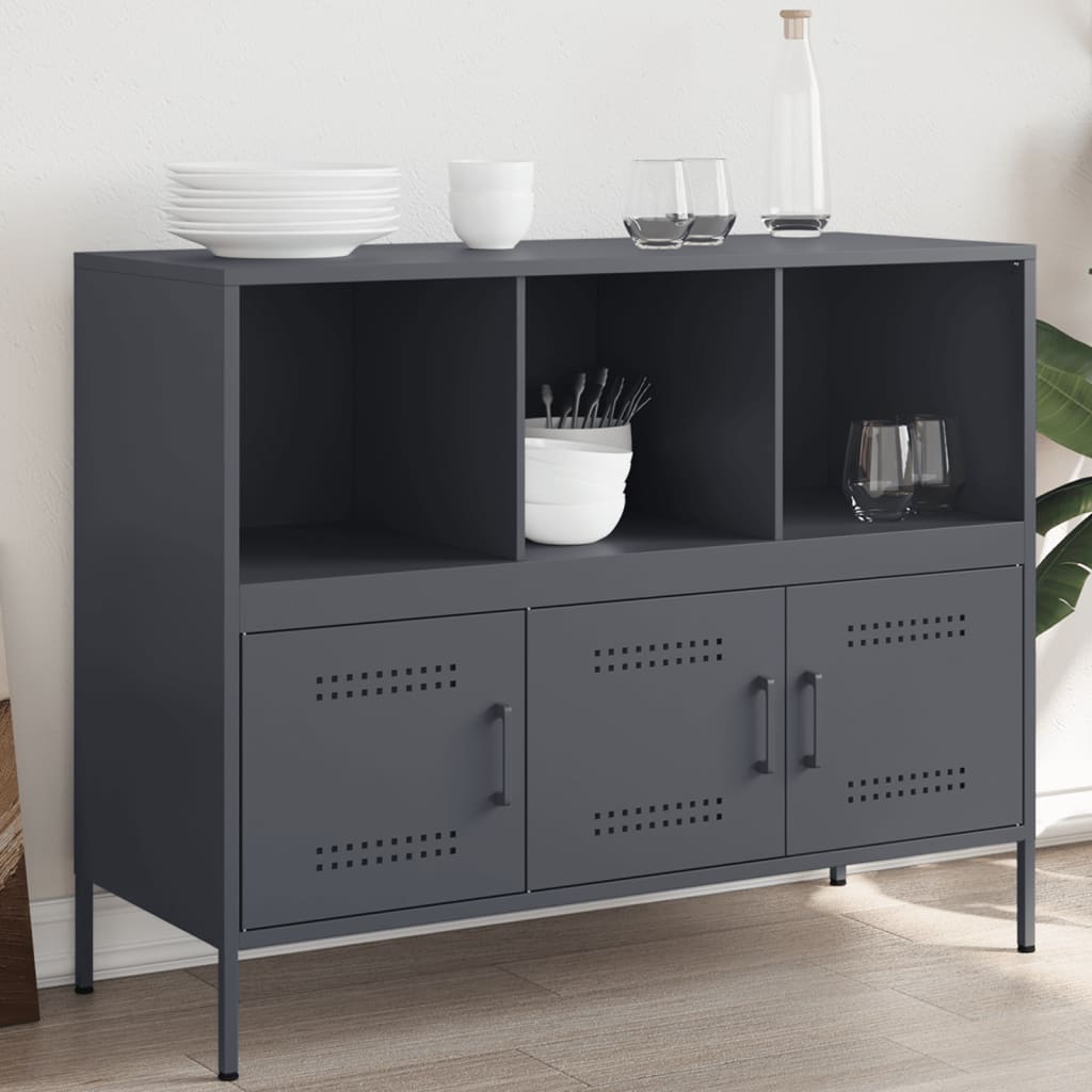 Buffet anthracite 100,5x39x79 cm acier - XIOS