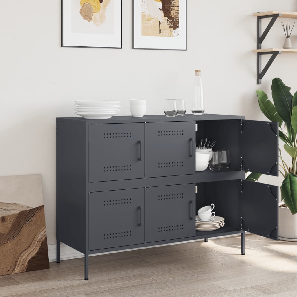 Buffet anthracite 100,5x39x79 cm acier - XIOS