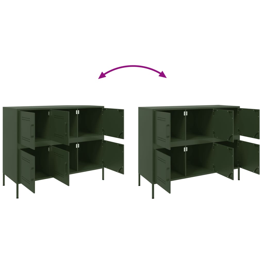 Buffet vert olive 100,5x39x79 cm acier - XIOS